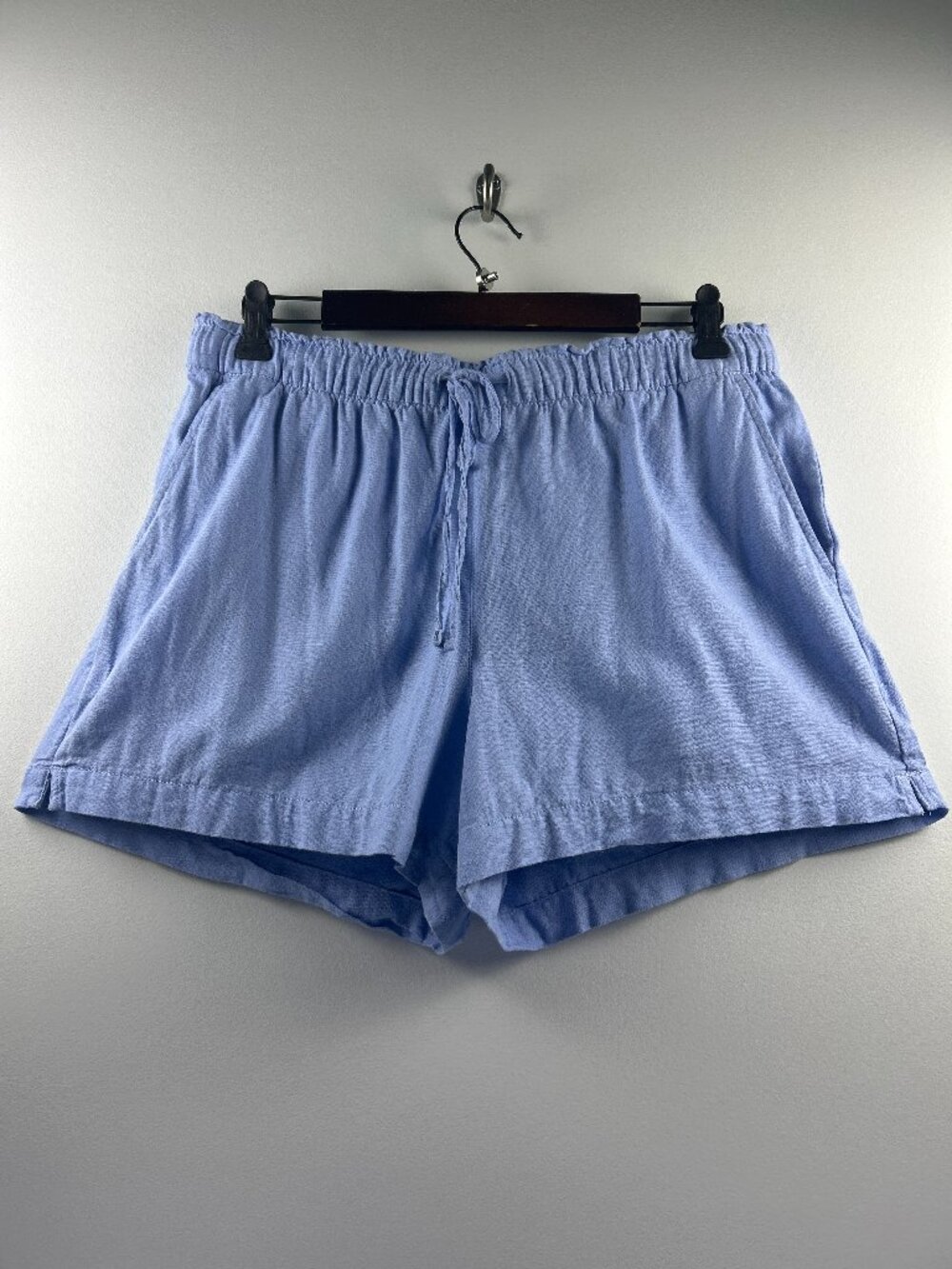 GAP Blue Linen Blend Pull-On Shorts with Drawstring - Size L
